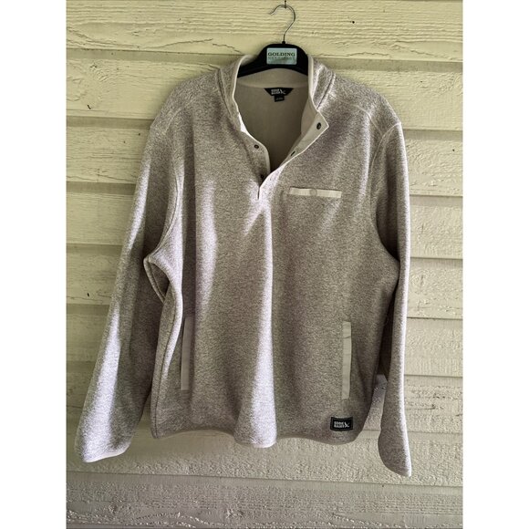 Eddie Bauer Men's Pullover Quarter Snap Mockneck Sweater Beige Warm Fleece - Picture 1 of 16